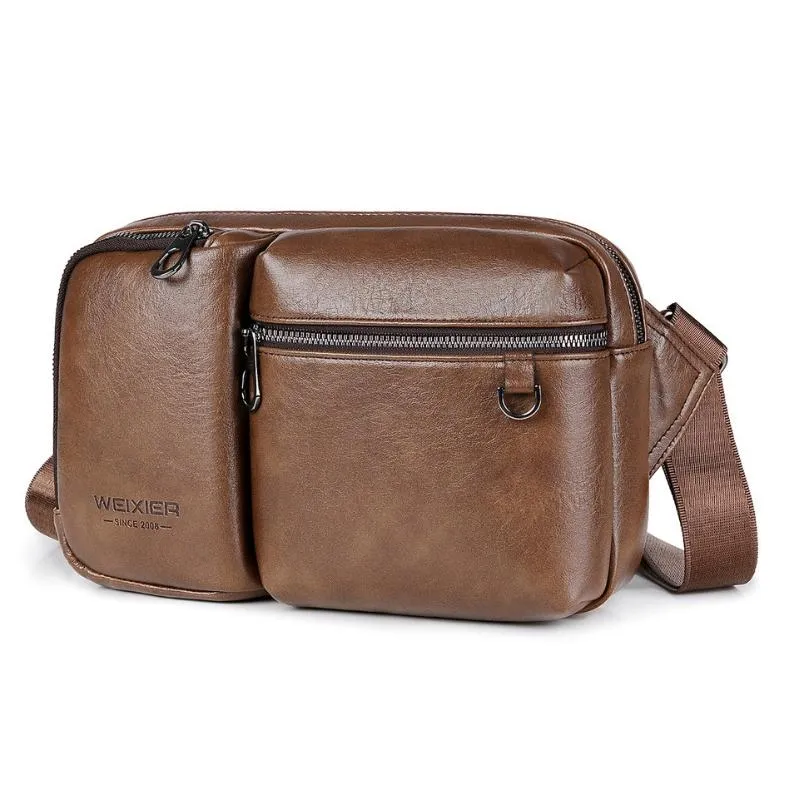 Large Capacity Men Crossbody Bag Casual Pu Messenger