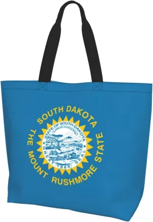 Large Capacity Shoulder Totebag South Dakota Flag Print Water-Resistant Lightweight Spacious for Daily Use