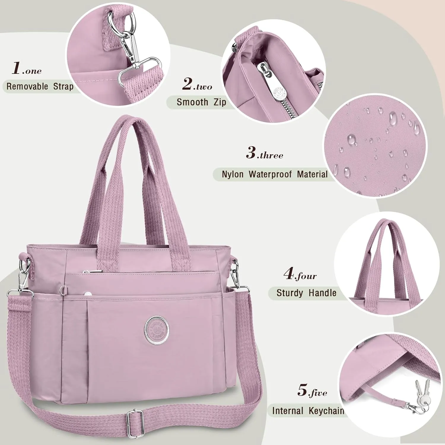 Large Tote Bag for Women, Waterproof Nylon Crossbody Tote Bag Shoulder Bag Carry On Bags for Travel Work Gym