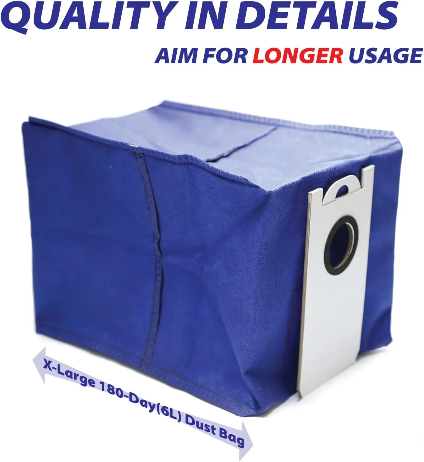 Large Volume 6 Liters Dust Bag Replacement Parts Fit for Bobsweep Pet24-7-913, Fit for Ultravision Self-Emptying Robot Vacuum Only, Hands-Free Vacuuming Up to 180 Days ((6PC-Dustbag)