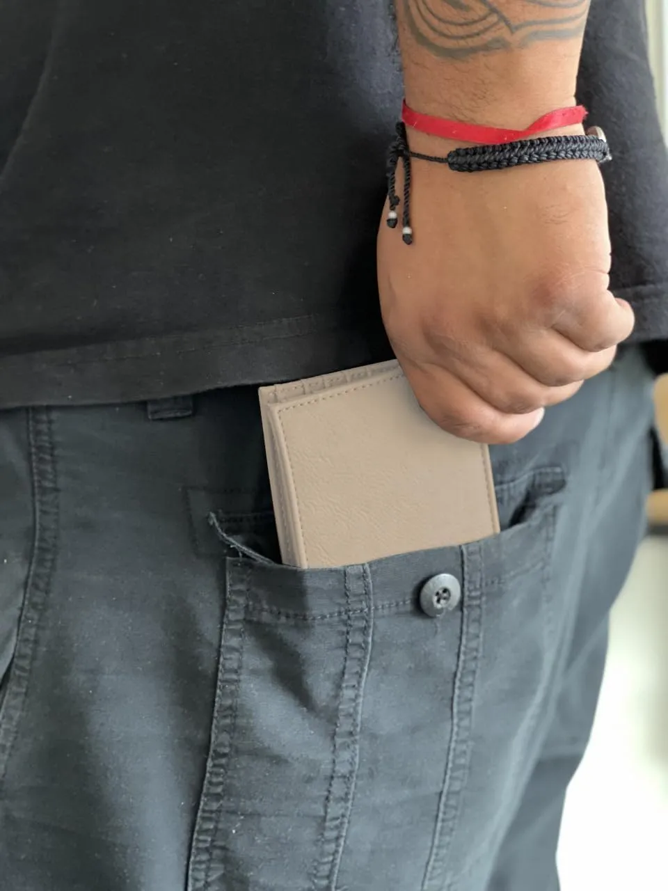 LaserGram Faux Leather Bi-Fold Wallet, Old Farm Tractor, Personalized Engraving Included (Beige)