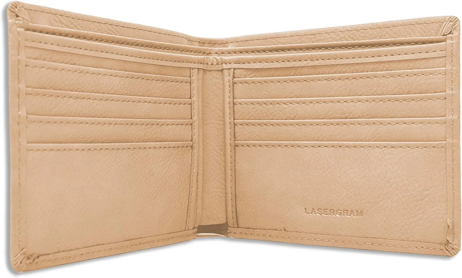 LaserGram Faux Leather Bi-Fold Wallet, Old Farm Tractor, Personalized Engraving Included (Beige)