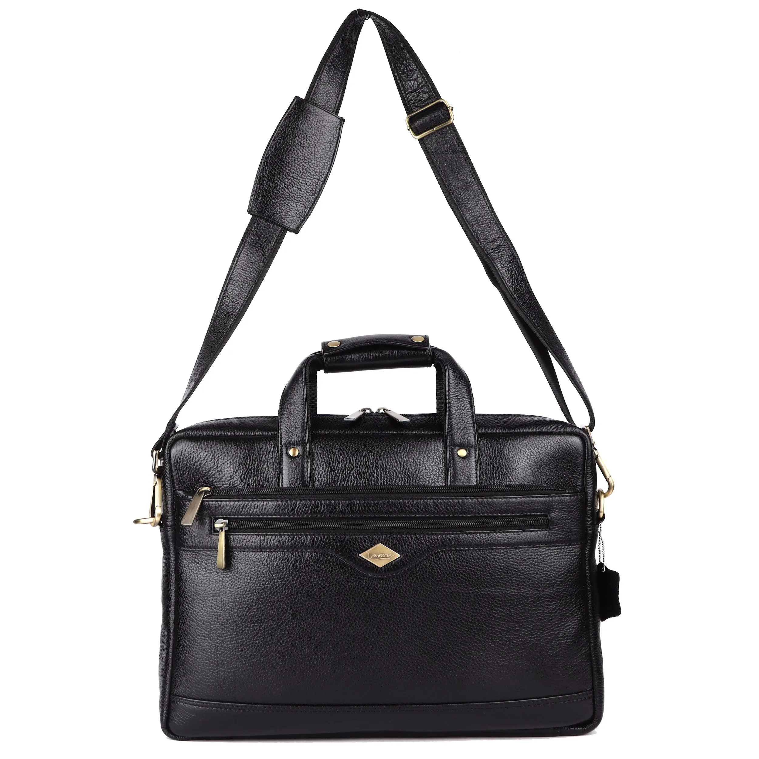 Laveri® Genuine Leather Laptop Messenger bag #2815 Black