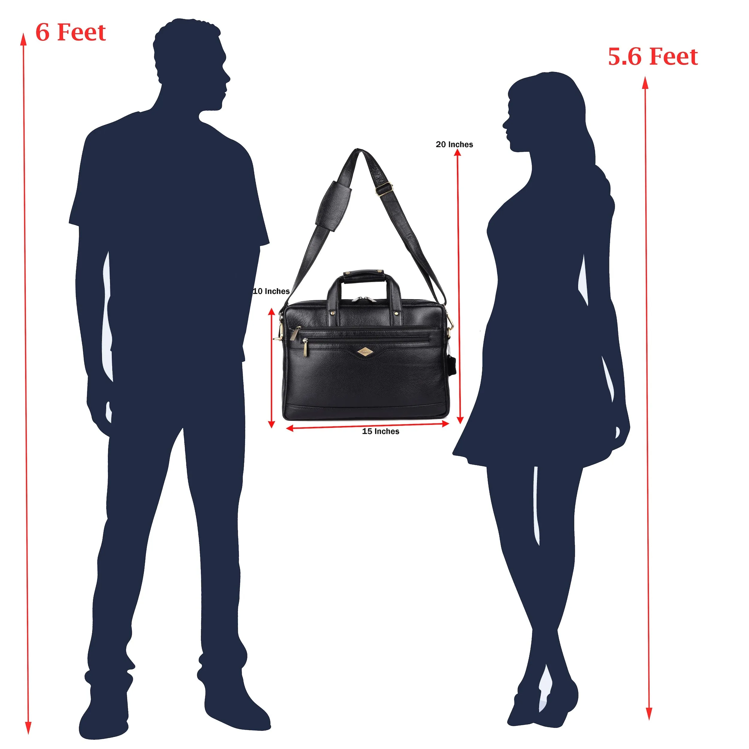 Laveri® Genuine Leather Laptop Messenger bag #2815 Black