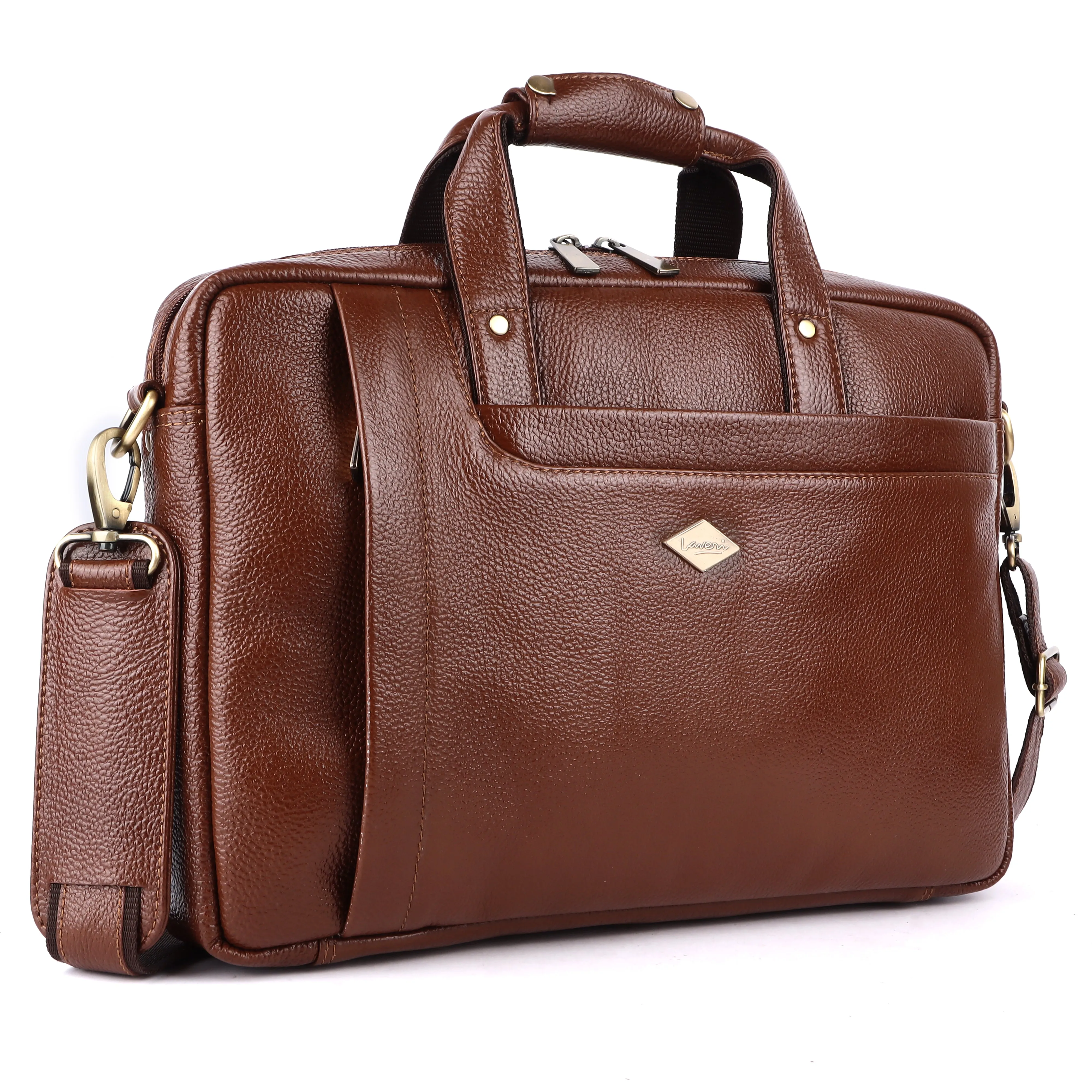 Laveri® Genuine Leather Laptop Messenger bag #2866 Tan