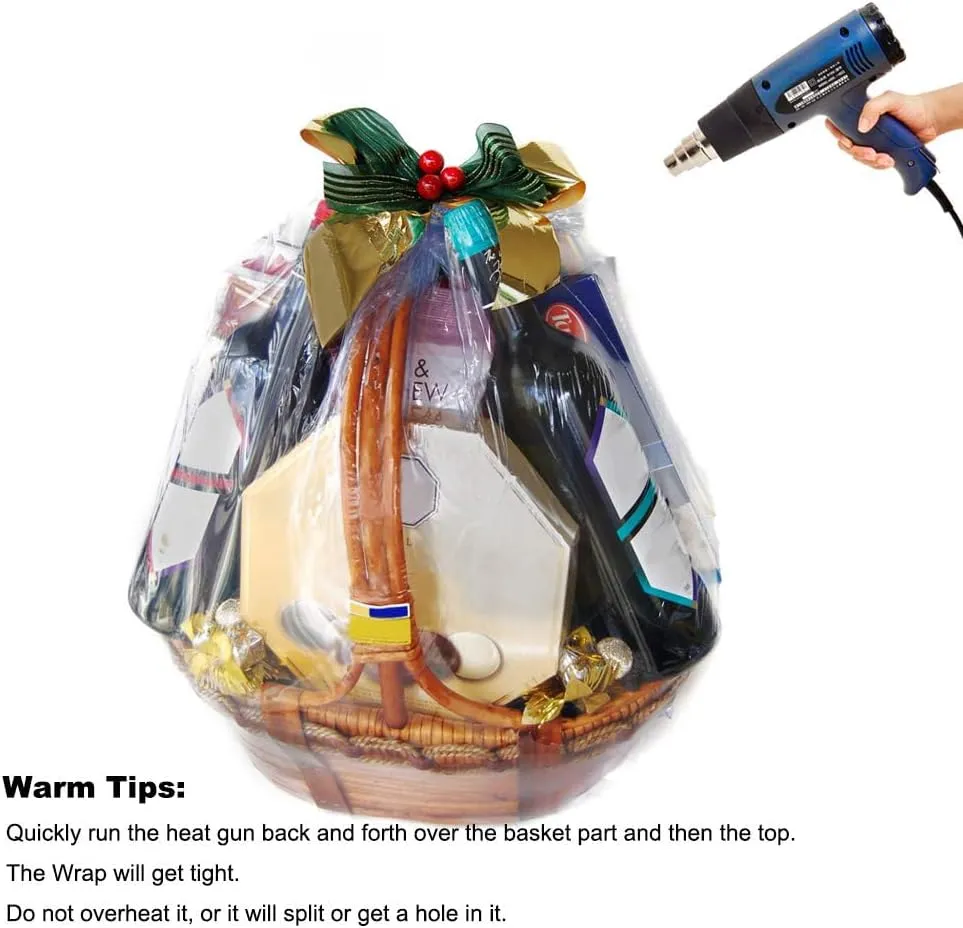 LazyMe Shrink Wrap Bags, Extra Large Jumbo Shrink Bags Cellophane Wrap for Gift Baskets, 35x44 Inch (10 pcs, XL)
