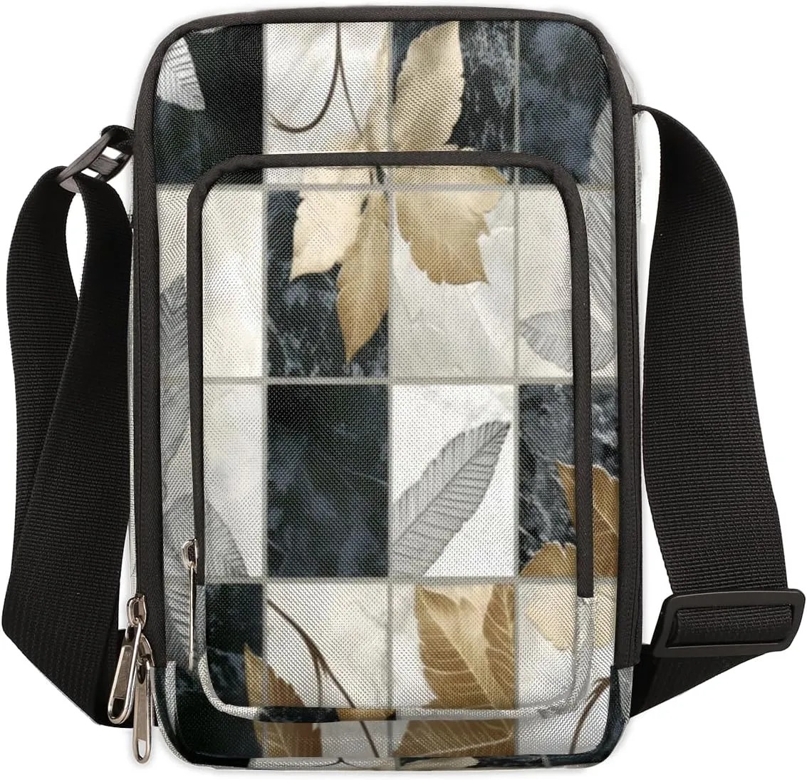 Leaf On Marble Crossbody Bags Trendy Cross Body Phone Wallet Shoulder Bag Marble Pattern Sling Bags Small Travel Crossbody Bag with Adjustable Strap for Women and Men