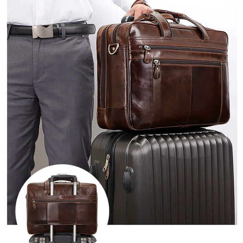 Leather 17-Inch Laptop Bag for Business and Travel