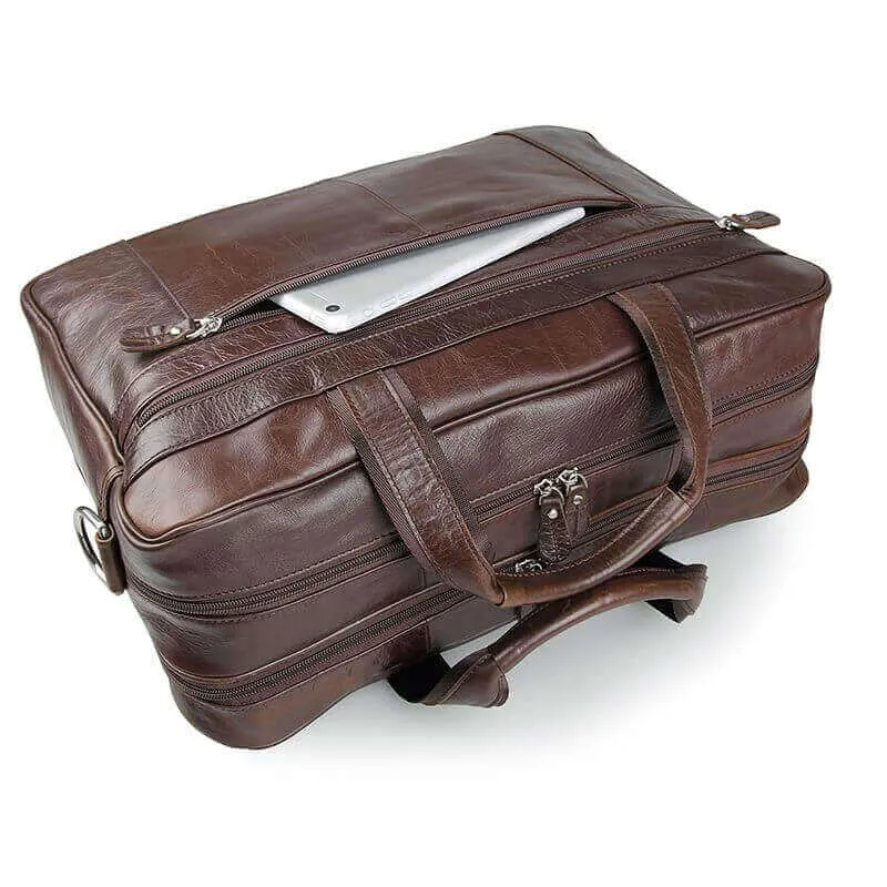 Leather 17-Inch Laptop Bag for Business and Travel