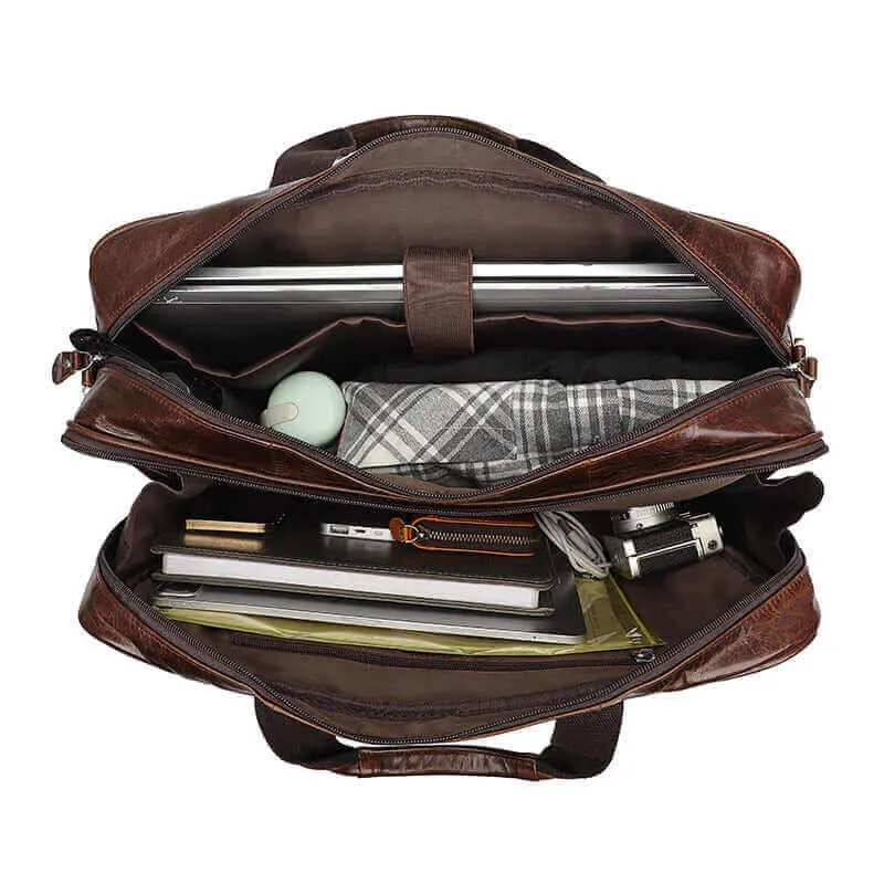 Leather 17-Inch Laptop Bag for Business and Travel