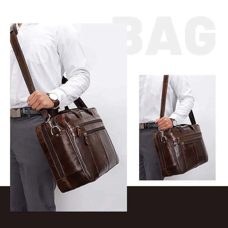 Leather 17-Inch Laptop Bag for Business and Travel