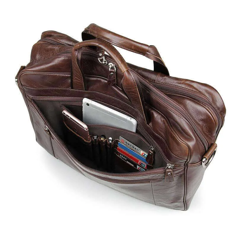 Leather 17-Inch Laptop Bag for Business and Travel