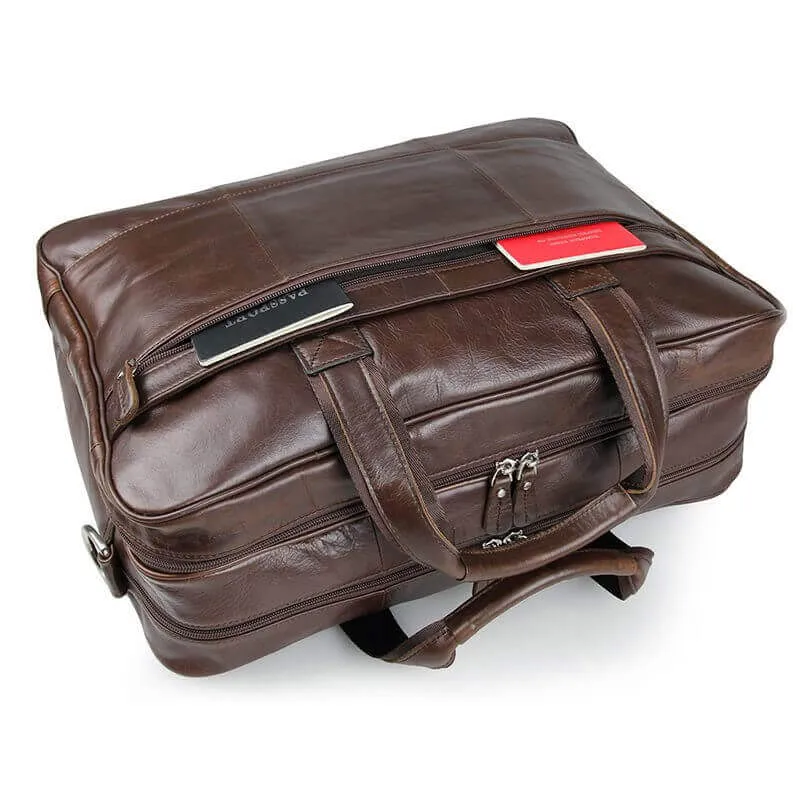 Leather 17-Inch Laptop Bag for Business and Travel
