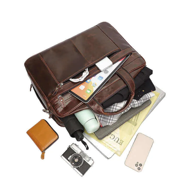 Leather 17-Inch Laptop Bag for Business and Travel
