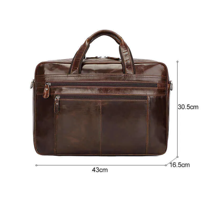 Leather 17-Inch Laptop Bag for Business and Travel