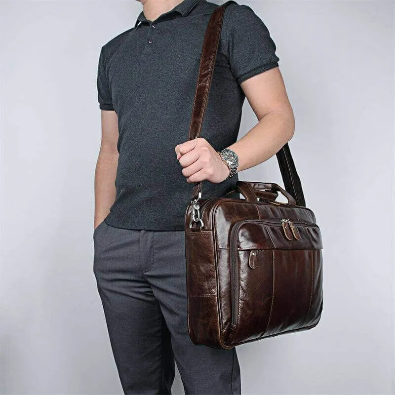 Leather Business Laptop Bag - 15-Inch Laptop Bag