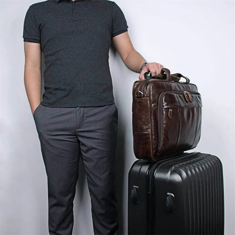 Leather Business Laptop Bag - 15-Inch Laptop Bag
