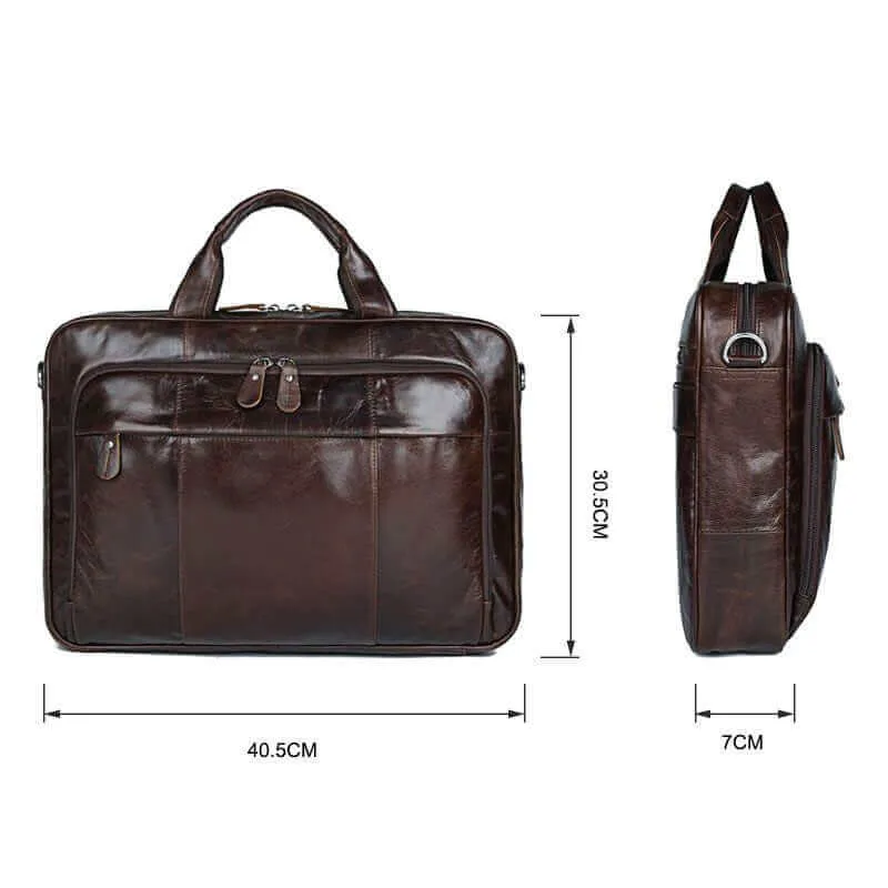 Leather Business Laptop Bag - 15-Inch Laptop Bag