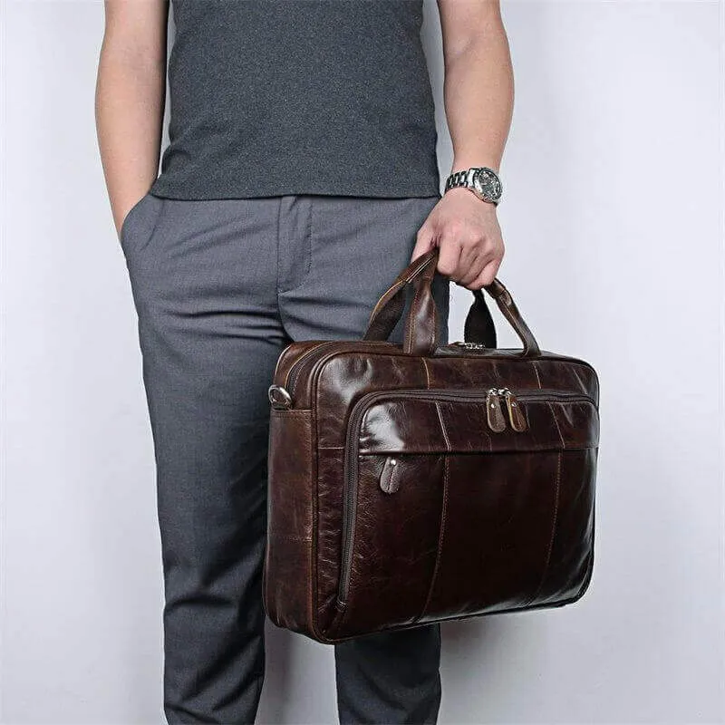 Leather Business Laptop Bag - 15-Inch Laptop Bag