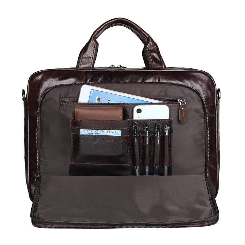 Leather Business Laptop Bag - 15-Inch Laptop Bag