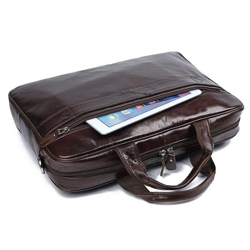 Leather Business Laptop Bag - 15-Inch Laptop Bag