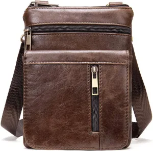 Leather Cell Phone Shoulder Holster Men, Crossbody Bag Leather Shoulder Messenger Bag Wallet Purse Handbag