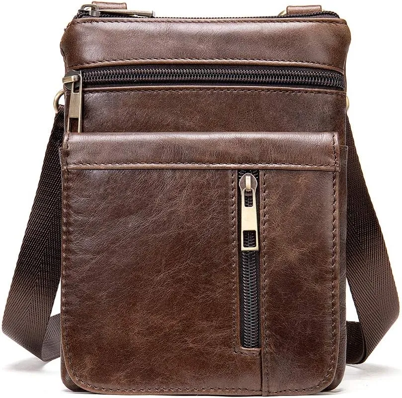 Leather Cell Phone Shoulder Holster Men, Crossbody Bag Leather Shoulder Messenger Bag Wallet Purse Handbag