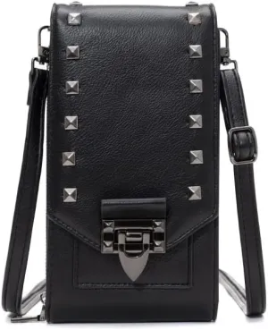 Leather Crossbody Bags for Women, Small Crossbody Phone Bags Cellphone Wallet Purse for Women, Fashion Rivet Bag