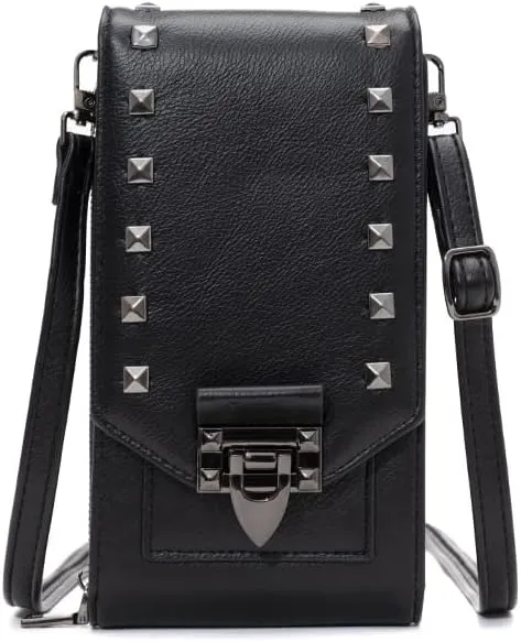 Leather Crossbody Bags for Women, Small Crossbody Phone Bags Cellphone Wallet Purse for Women, Fashion Rivet Bag