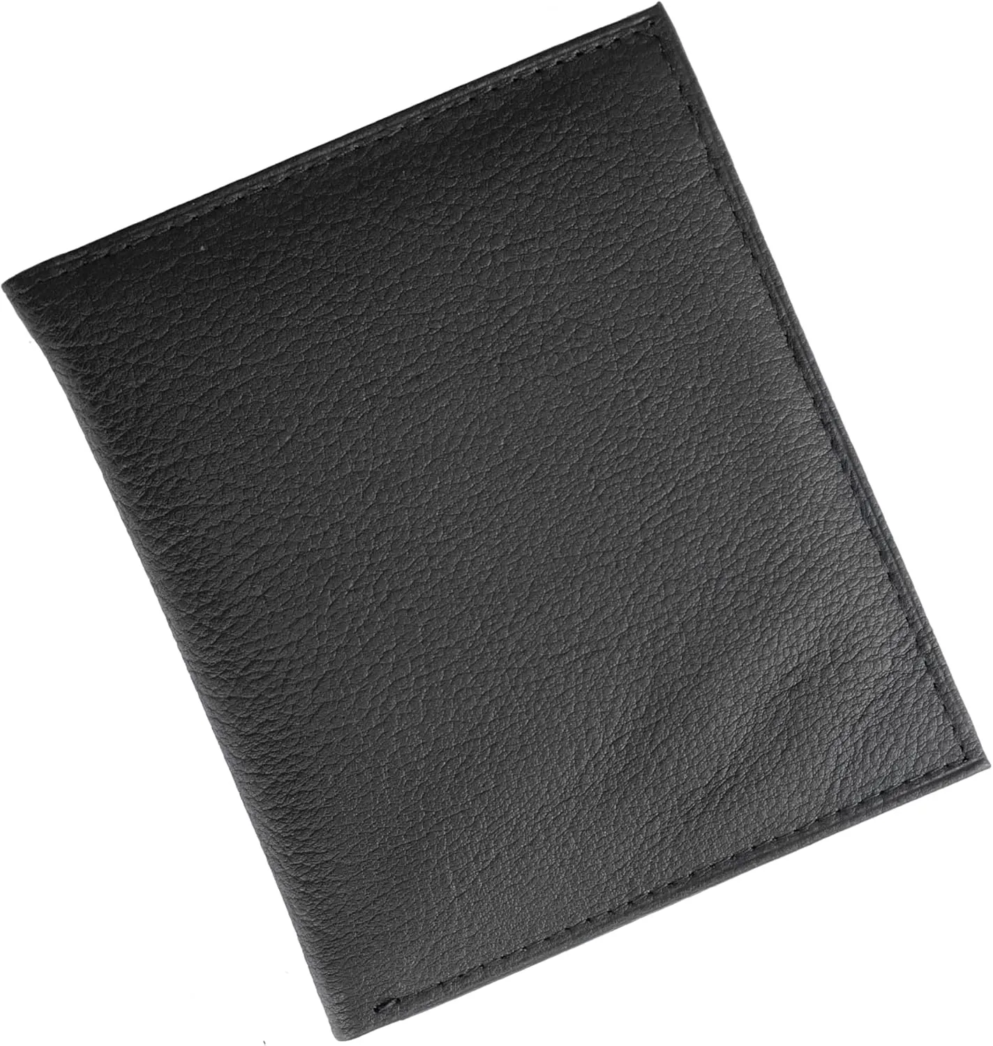 Leather European Bifold Hipster Mens Wallet With Heavy Duty Vinyl Wallet Insert (Black)