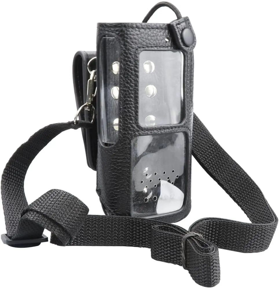 Leather Holster Shoulder Bag Case for Hytera HP780 Digital Two Way Radio Protective Sleeve Bag