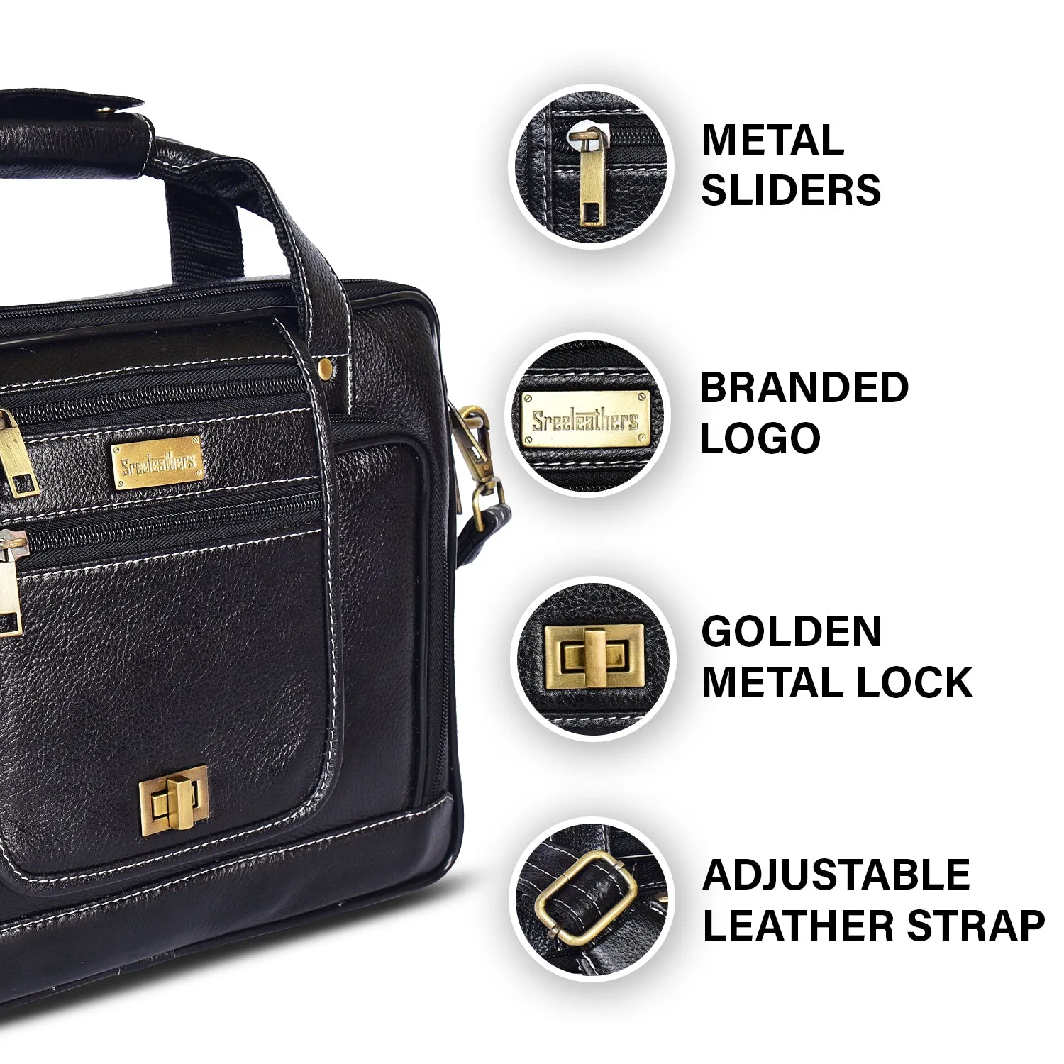 Leather Laptop Bag 36801 (BLACK)