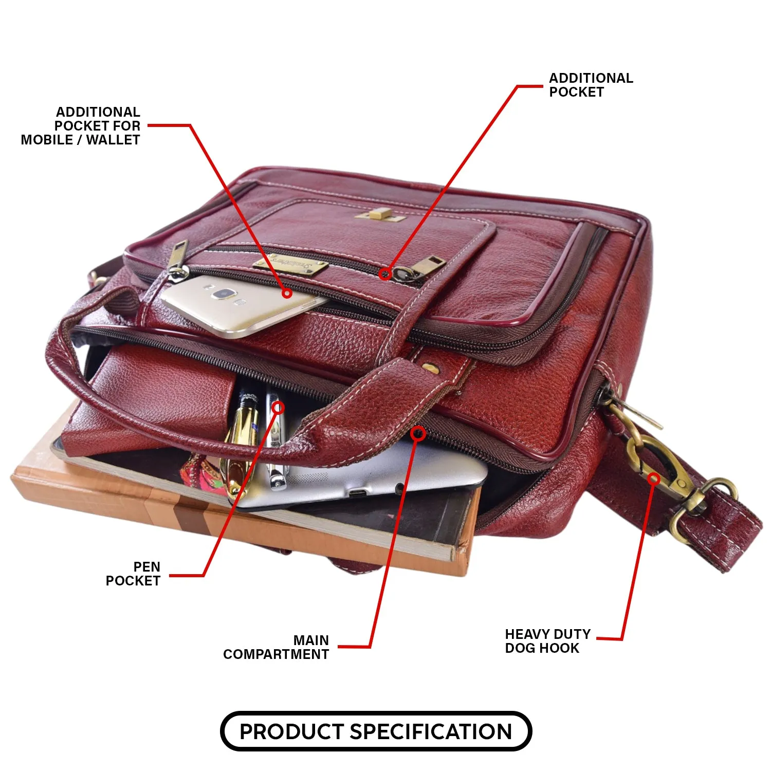 Leather Laptop Bag 36801 (BROWN)