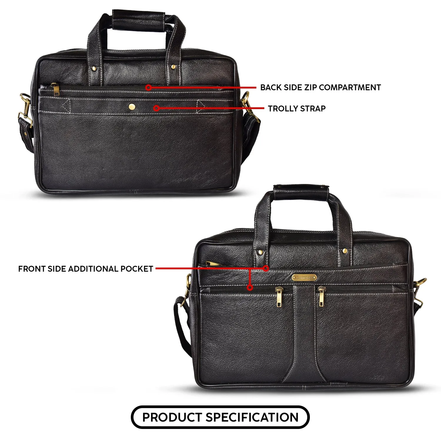 Leather Laptop Bag 36807 (Black)