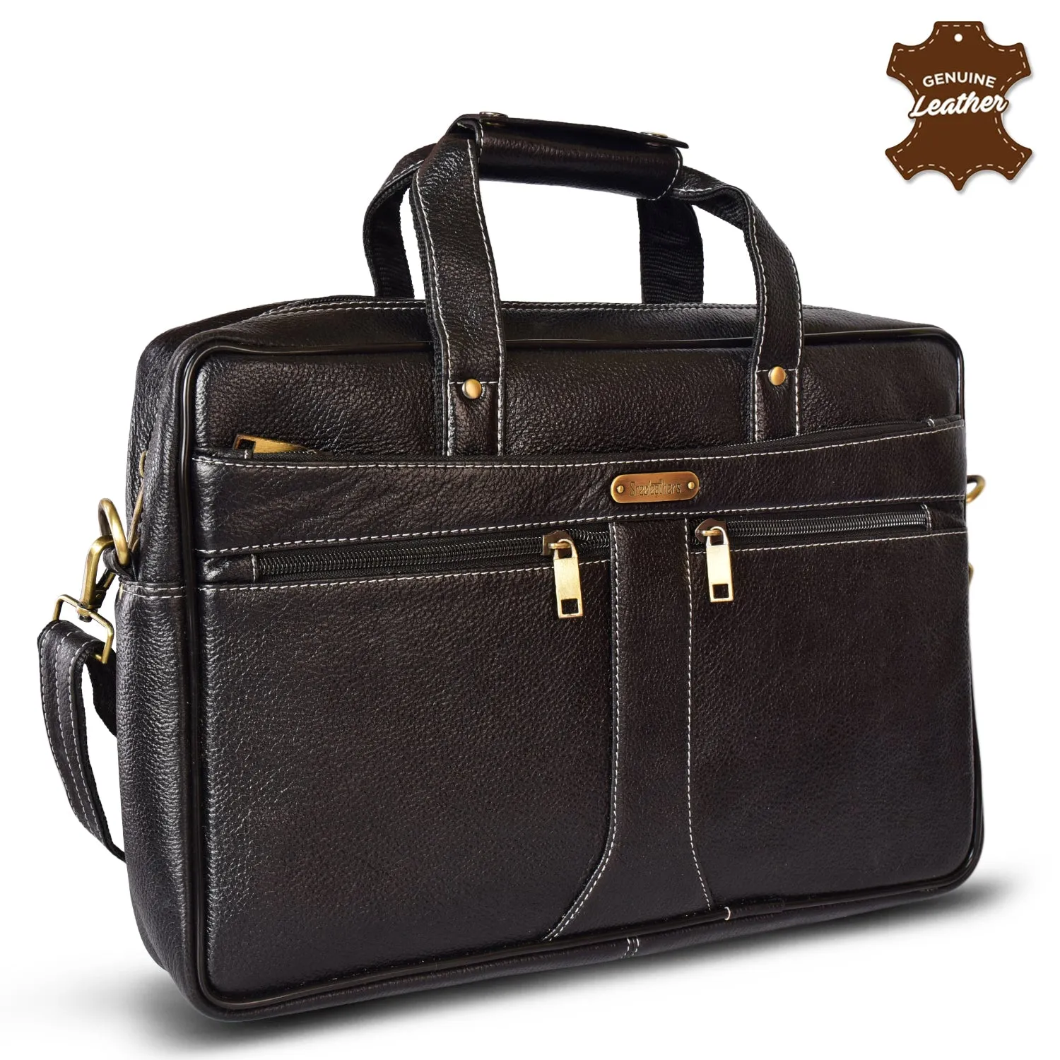 Leather Laptop Bag 36807 (Black)