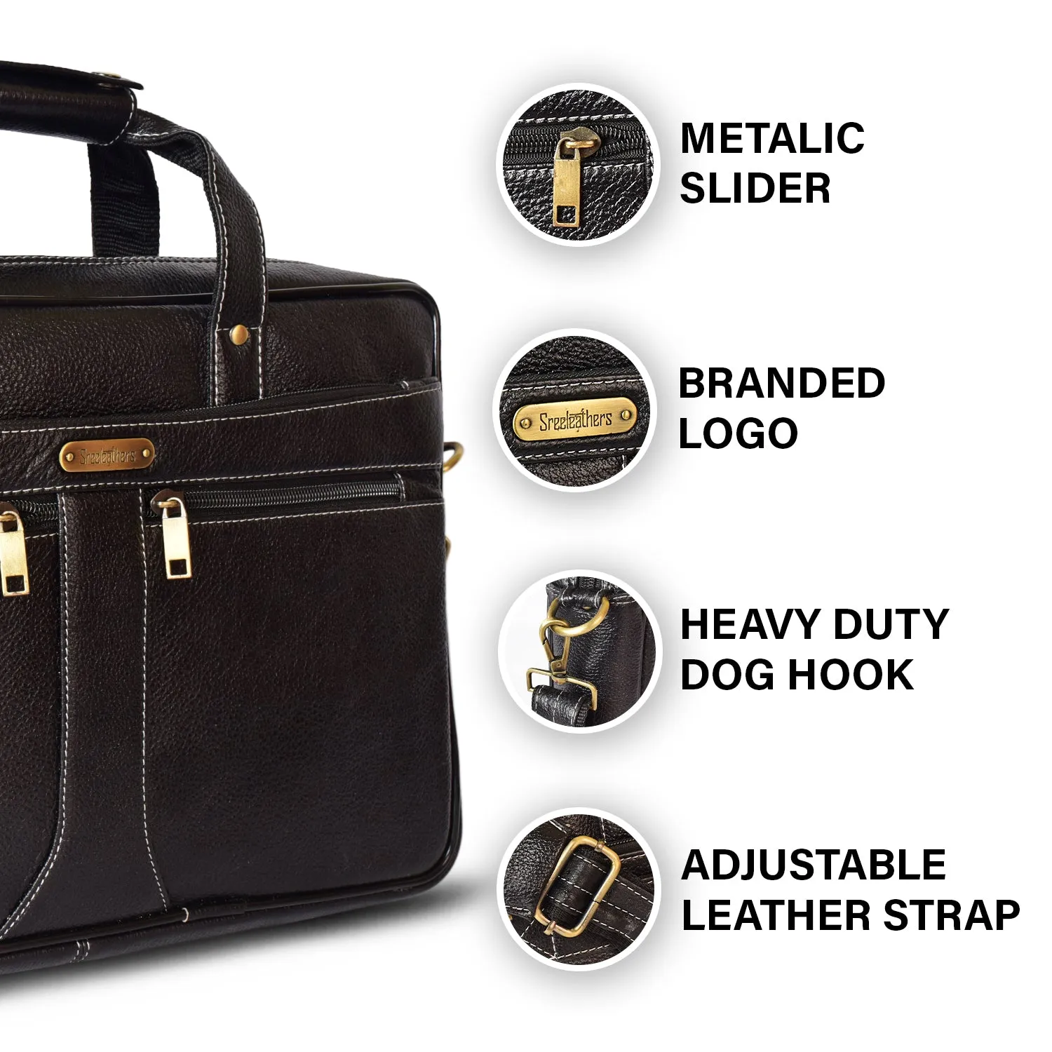 Leather Laptop Bag 36807 (Black)