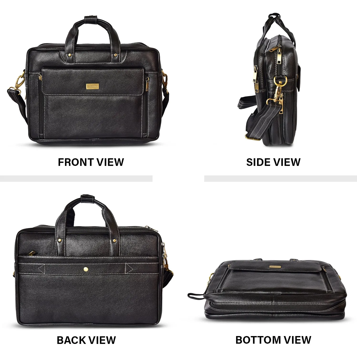 Leather Laptop Bag 36823 (Black)