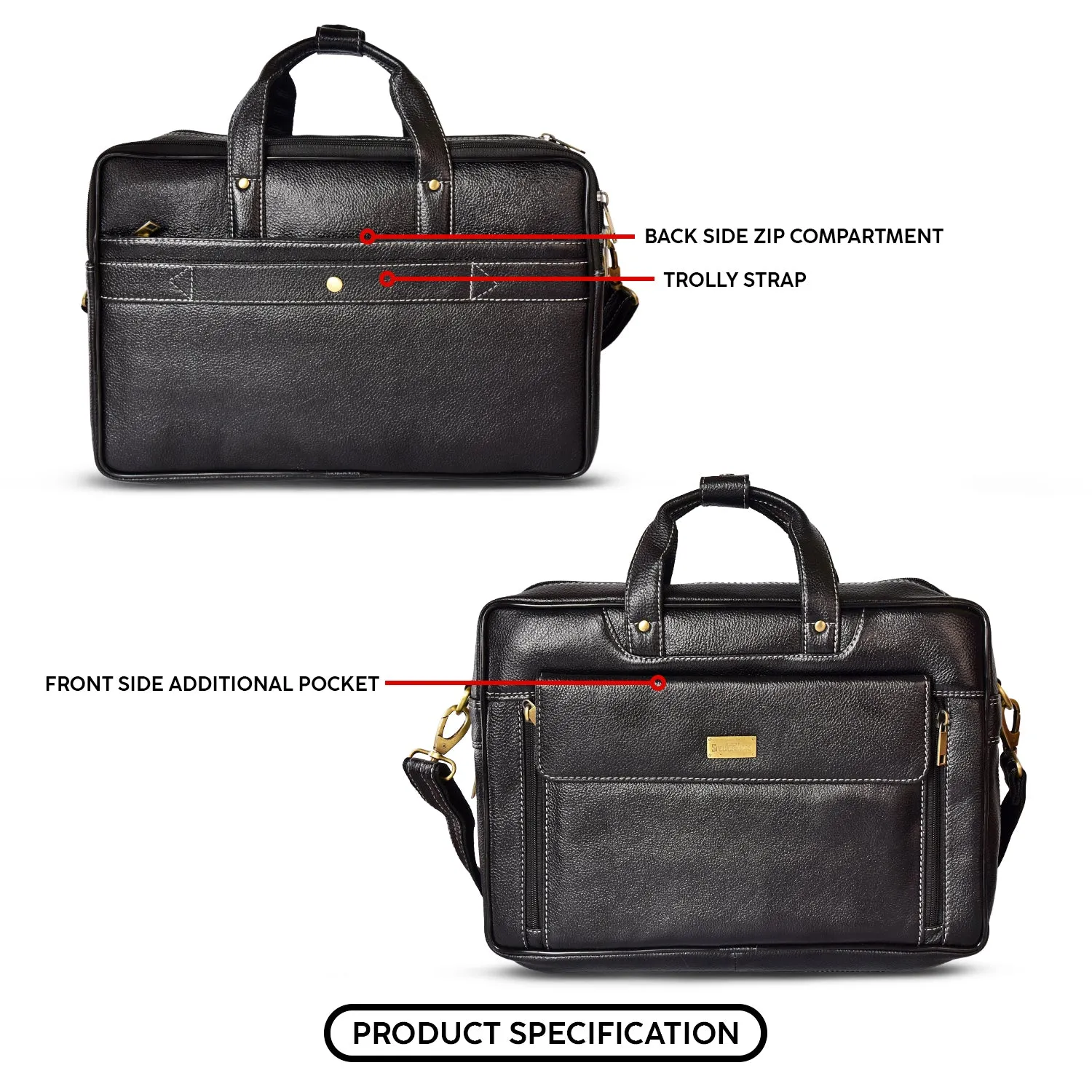 Leather Laptop Bag 36823 (Black)