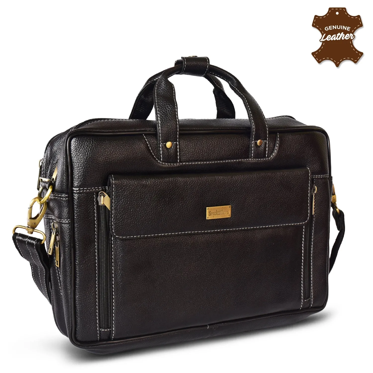 Leather Laptop Bag 36823 (Black)