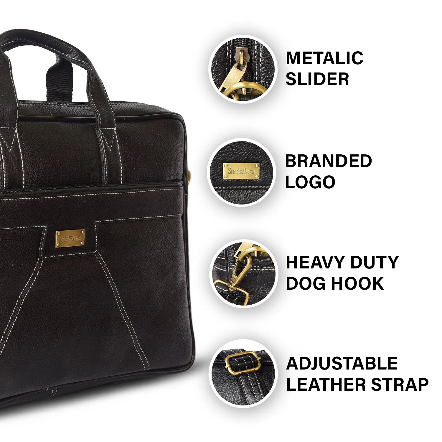 Leather Laptop Bag 36824 (Black)