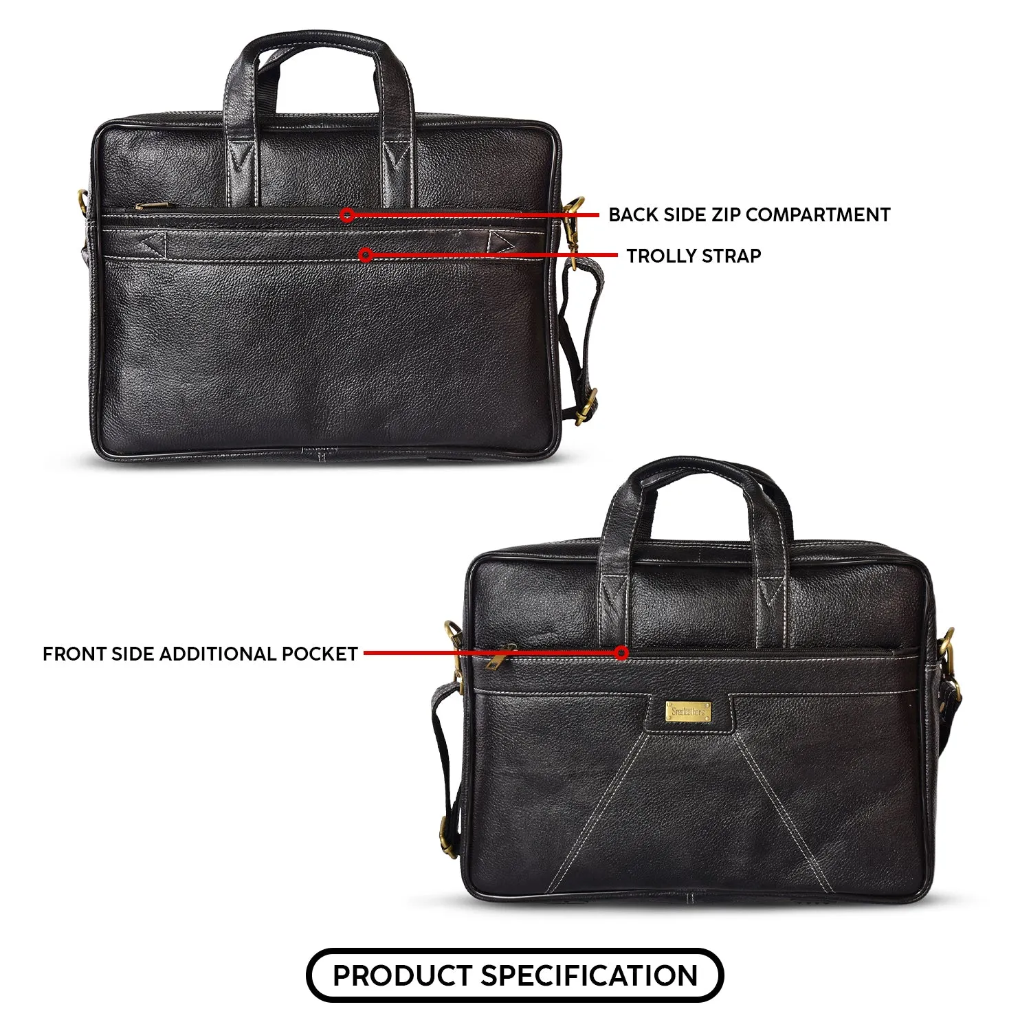 Leather Laptop Bag 36824 (Black)