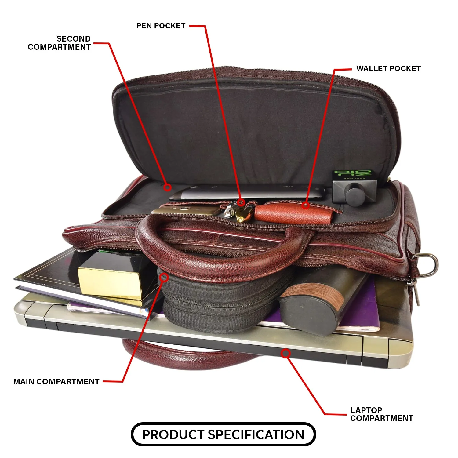 Leather Laptop Bag 36825 (Brown)