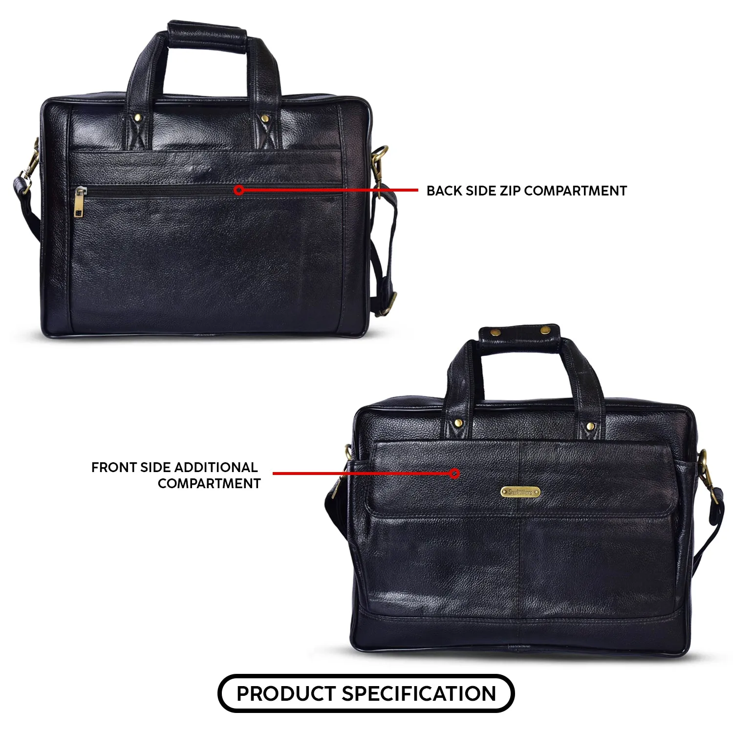 Leather Laptop Bag 36826 (Black)