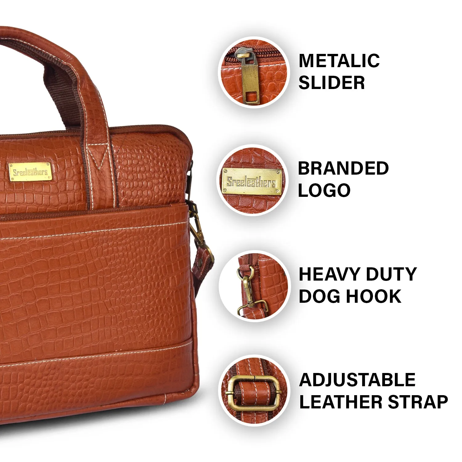 Leather Laptop Bag 36827 (Tan)