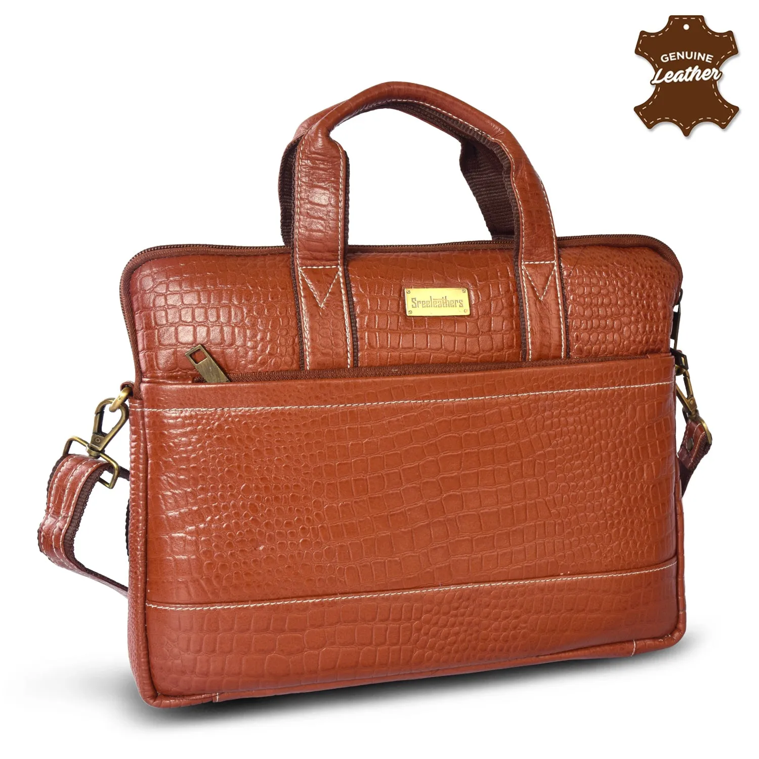 Leather Laptop Bag 36827 (Tan)