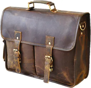 Leather Messenger Bags for Men and Women 16 Inch Laptop Office Briefcase Satchel