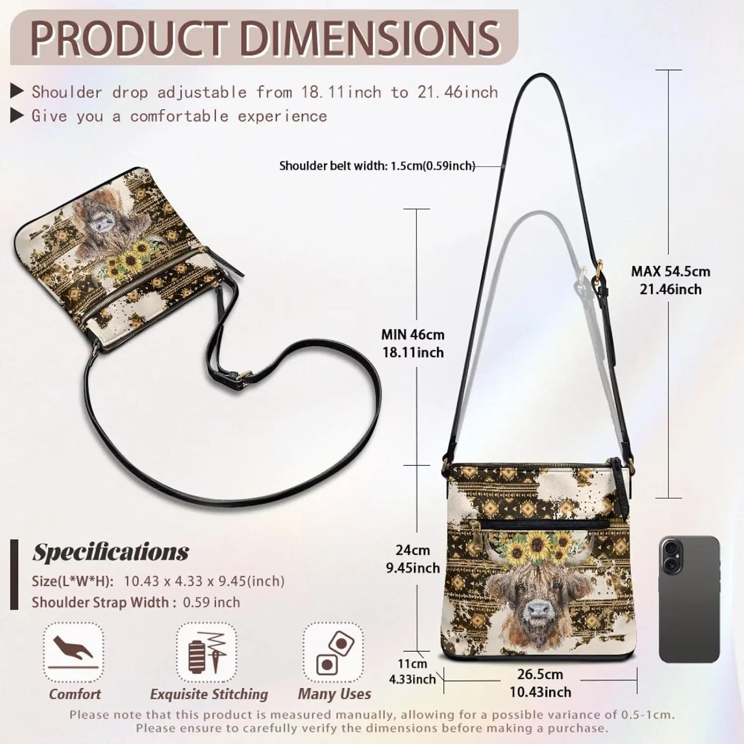 Leather Shoulder Bag for Women Large Crossbody Handbag Sling Hobo Bag with Adjustable Strap for Business Dating