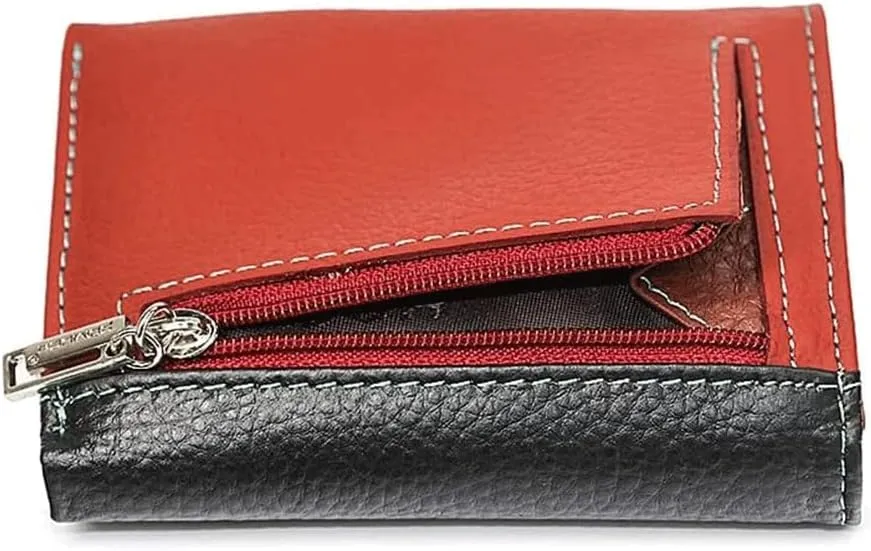 Leather Wallet Leather Women's Wallet Red Large Capacity Mini Purse Clutch Fashion Retro Short Zipper Coin Pocket Card Holder Large Capacity (Brown,8.5x10.5cm)