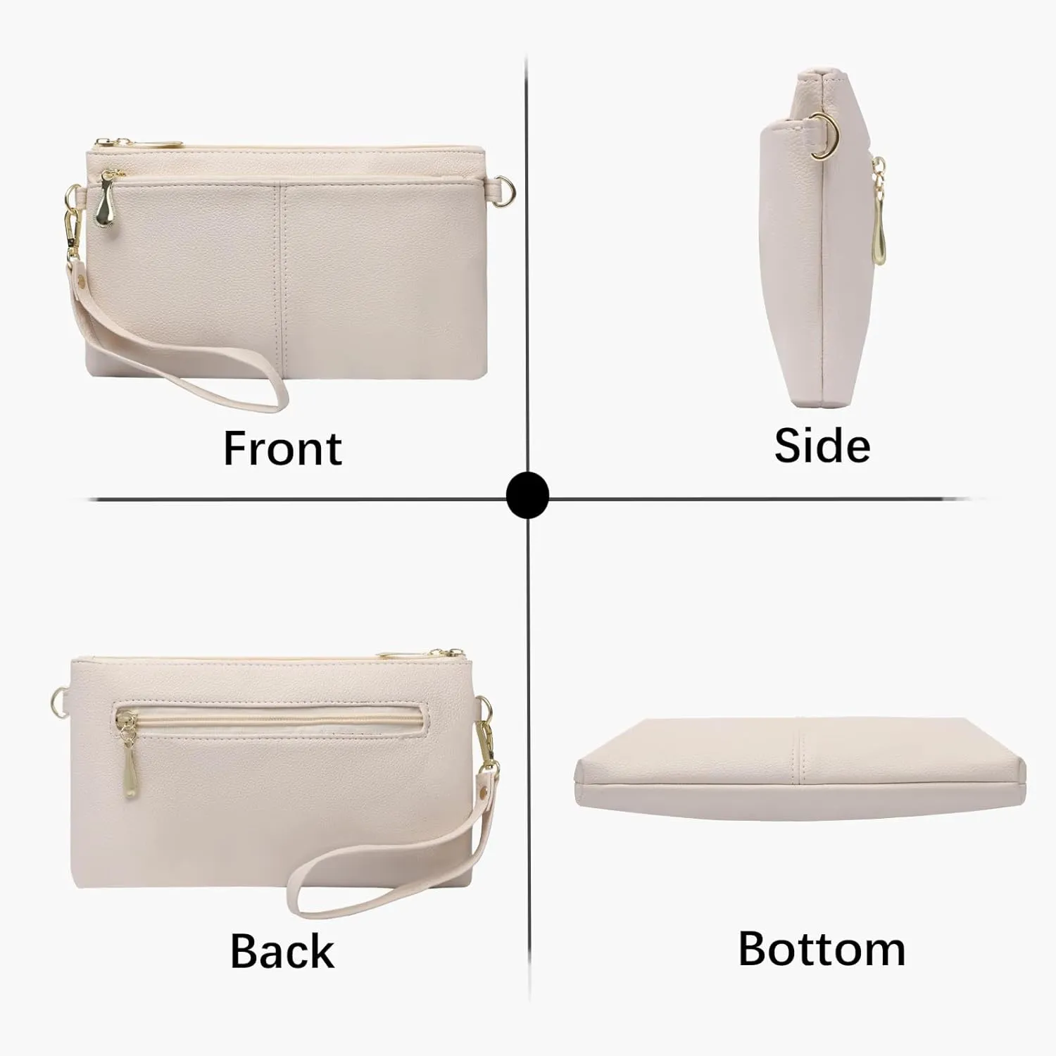 Leather Wristlet Clutch Wallet Purses For Women,Women's Triple Zip Cell Phone Bags Small Crossbody Bag