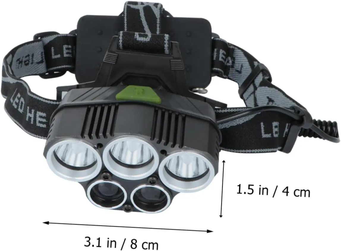 Led Camping Headlamp 5led Rechargeable Headlamp Waterproof Shockproof Aluminum Alloy Digital Regulated Comfort Fit No Battery